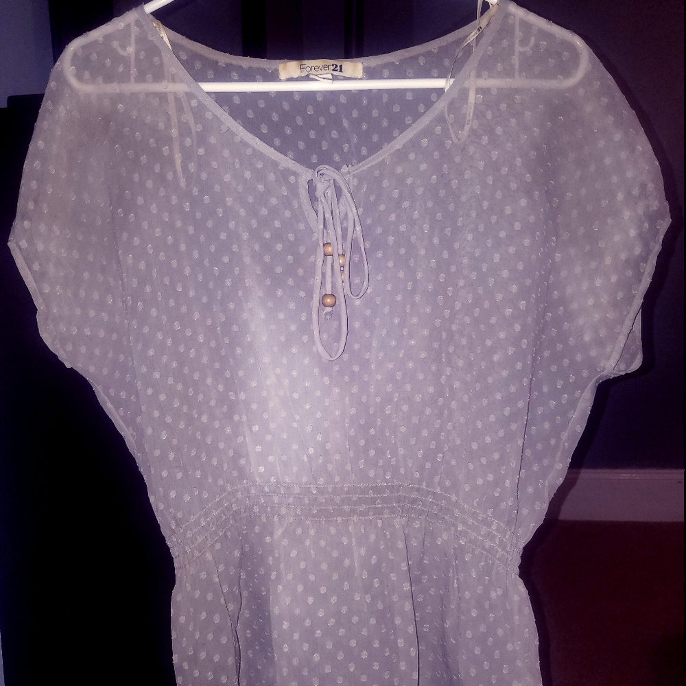 Short-sleeve Sheer Blouse